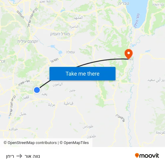 ריחן to נווה אור map
