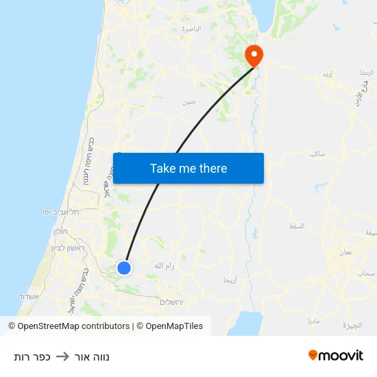 כפר רות to נווה אור map