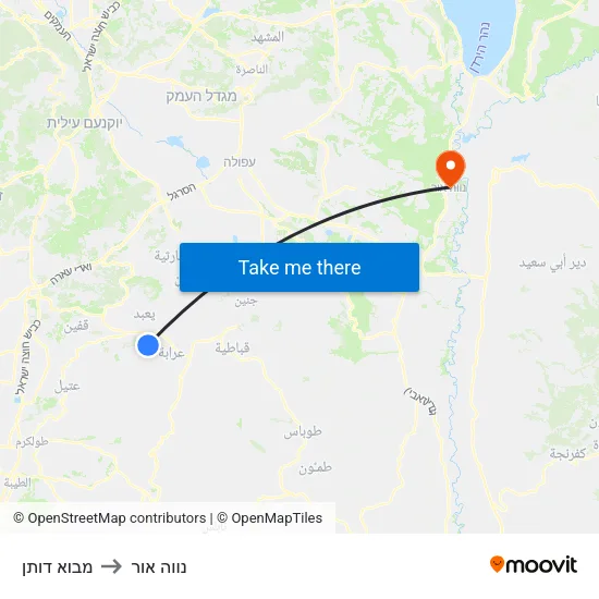 מבוא דותן to נווה אור map