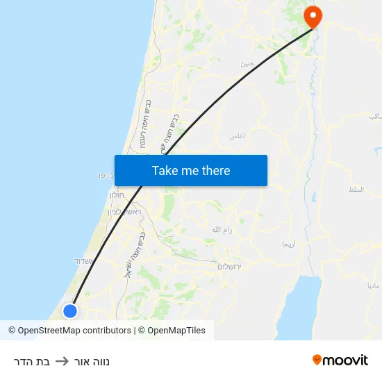 בת הדר to נווה אור map