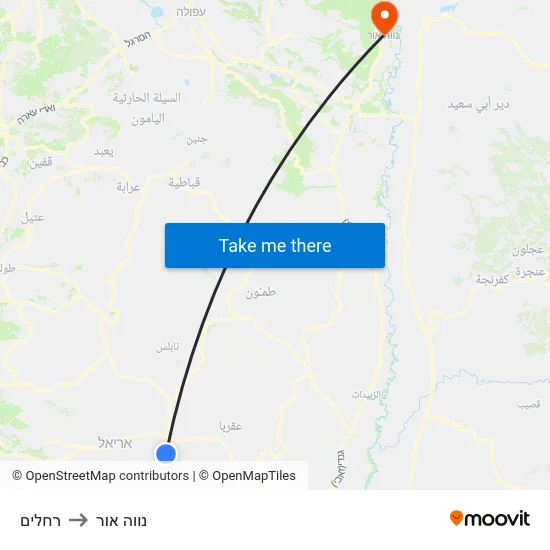 רחלים to נווה אור map