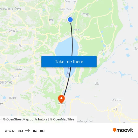 כפר הנשיא to נווה אור map