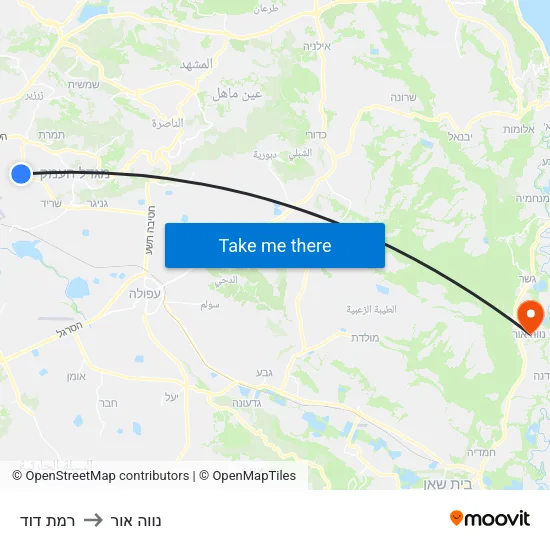 רמת דוד to נווה אור map
