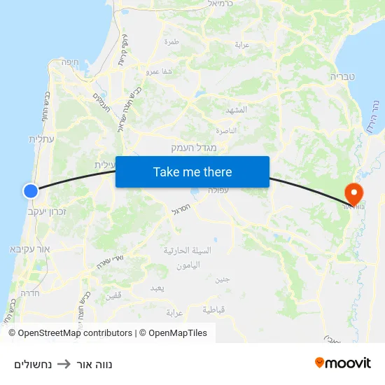 נחשולים to נווה אור map