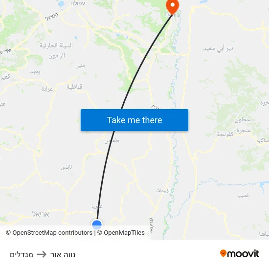 מגדלים to נווה אור map