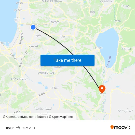 יסעור to נווה אור map