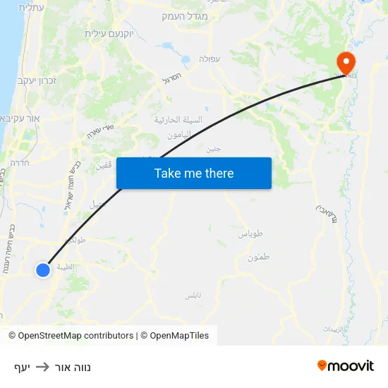 יעף to נווה אור map