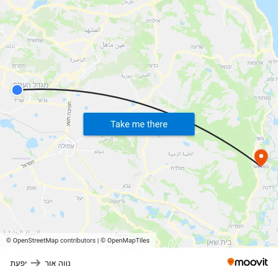 יפעת to נווה אור map