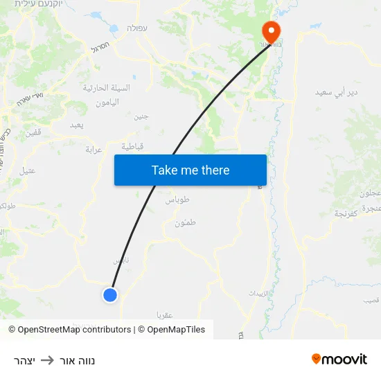 יצהר to נווה אור map