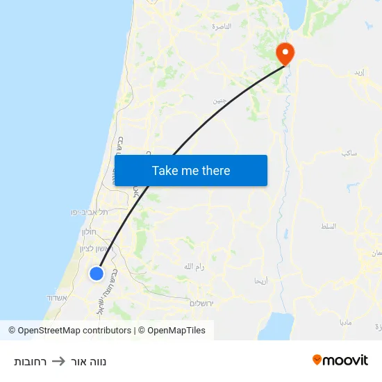 רחובות to נווה אור map