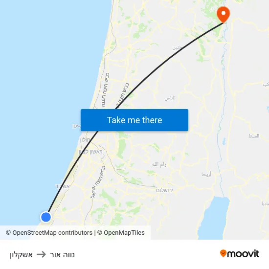 אשקלון to נווה אור map