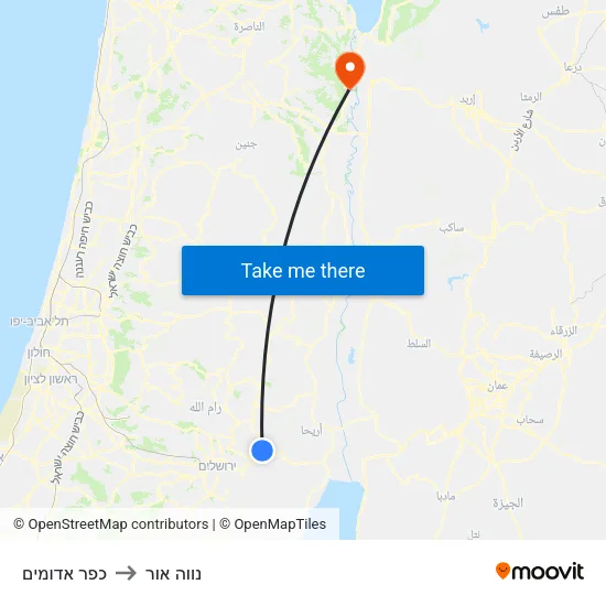 כפר אדומים to נווה אור map
