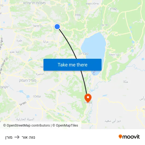 מורן to נווה אור map