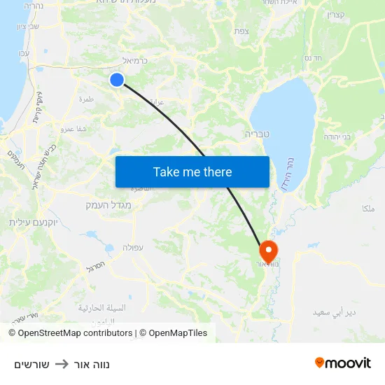 שורשים to נווה אור map