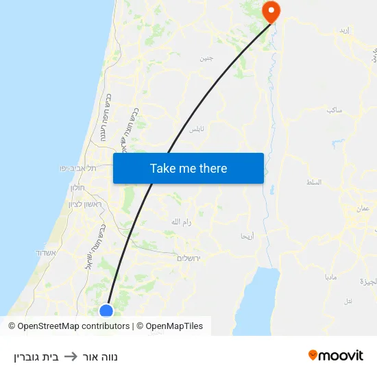 בית גוברין to נווה אור map