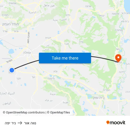 ניר יפה to נווה אור map