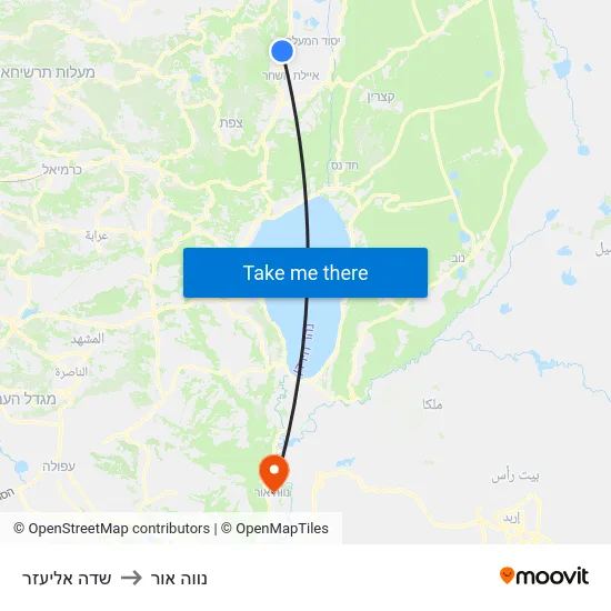 שדה אליעזר to נווה אור map