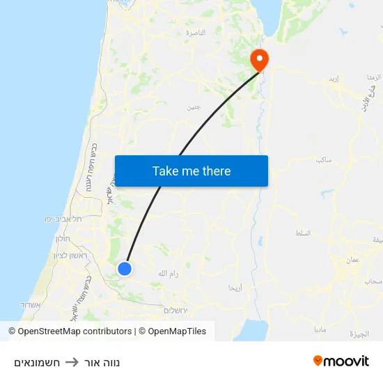 חשמונאים to נווה אור map