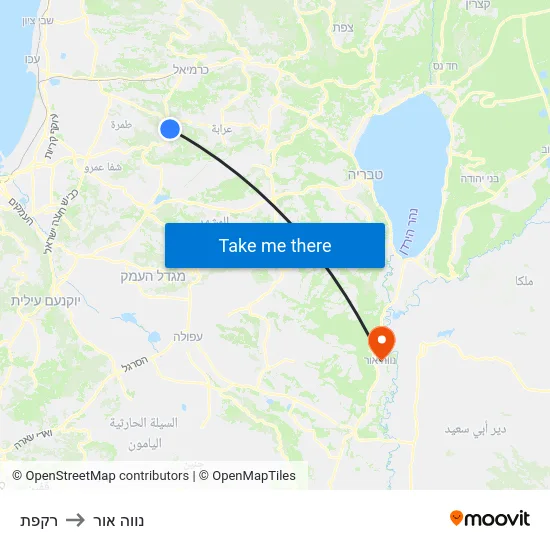 רקפת to נווה אור map