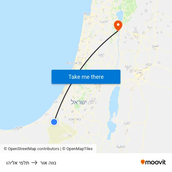 תלמי אליהו to נווה אור map