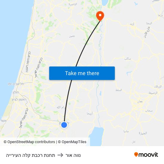 תחנת רכבת קלה העירייה to נווה אור map