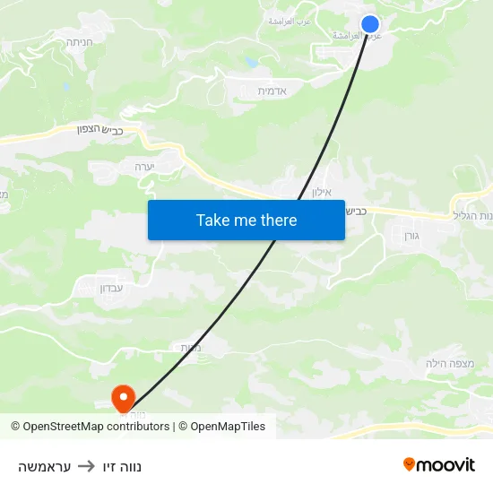 עראמשה to נווה זיו map