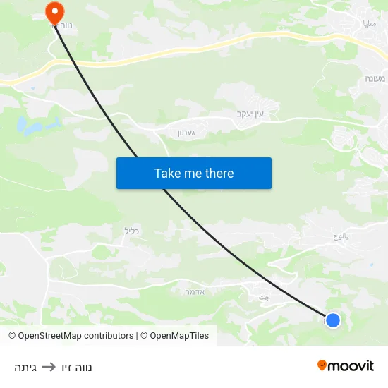 גיתה to נווה זיו map