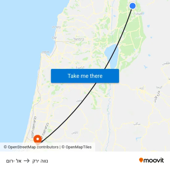 אל -רום to נווה ירק map