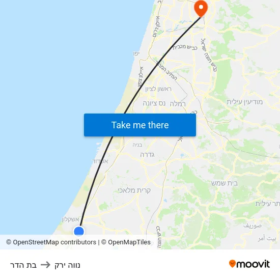 בת הדר to נווה ירק map