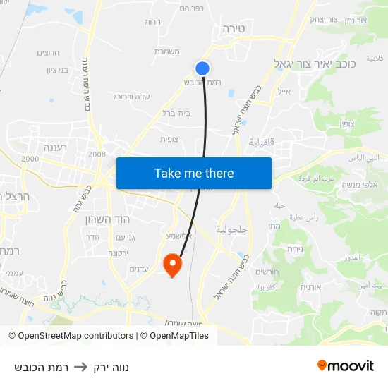 רמת הכובש to נווה ירק map