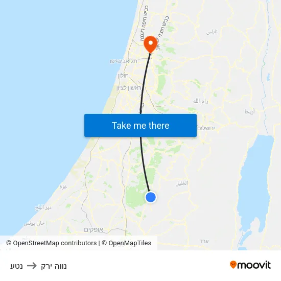 נטע to נווה ירק map