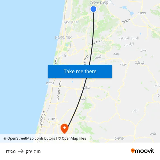 מגידו to נווה ירק map