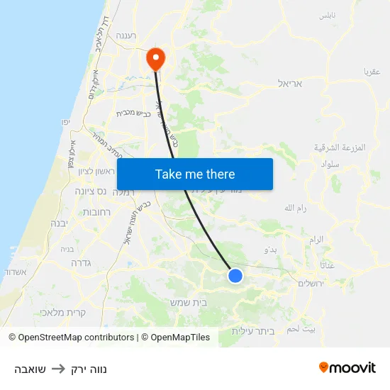 שואבה to נווה ירק map