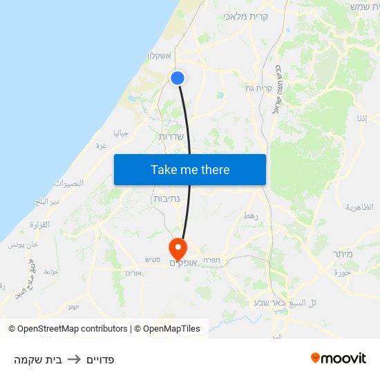 בית שקמה to פדויים map