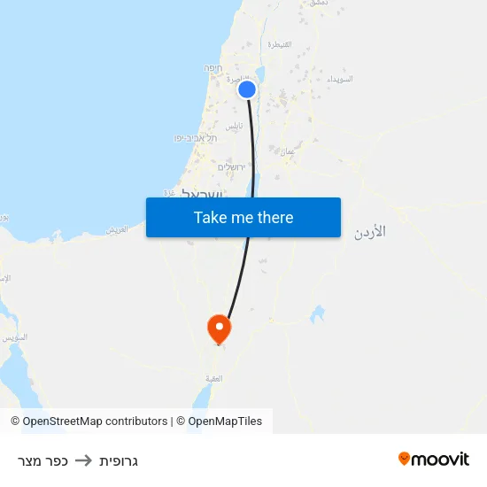 כפר מצר to גרופית map
