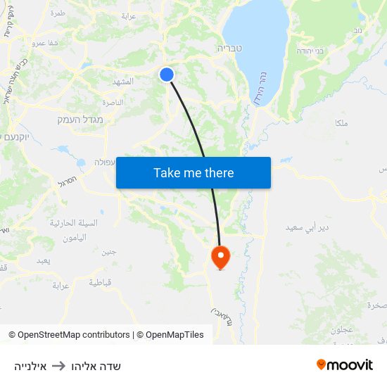 אילנייה to שדה אליהו map