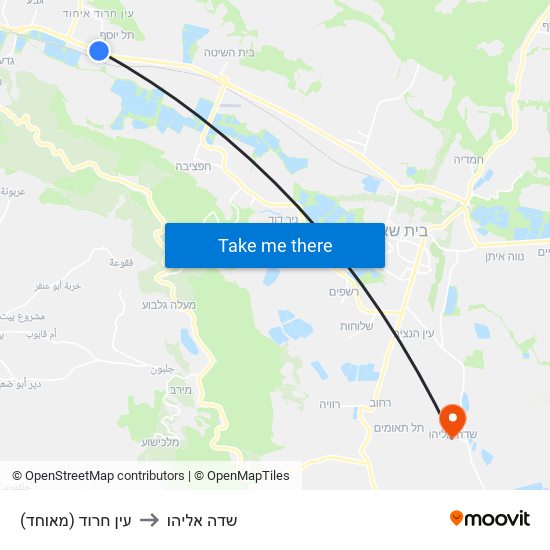 עין חרוד (מאוחד) to שדה אליהו map