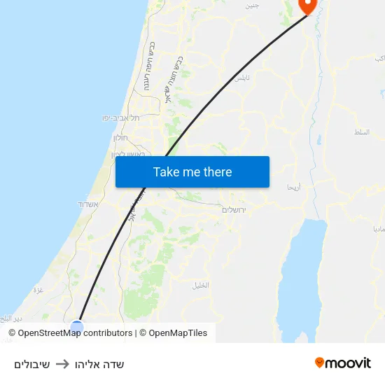 שיבולים to שדה אליהו map