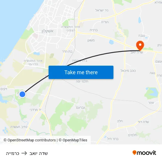 כרמייה to שדה יואב map