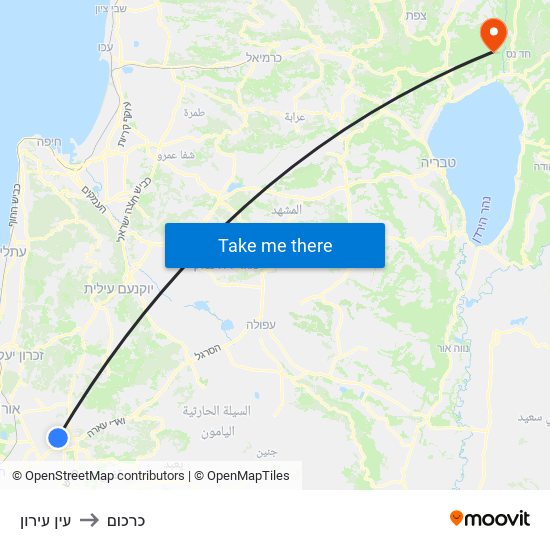 עין עירון to כרכום map