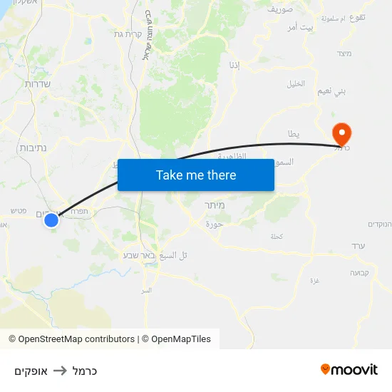 אופקים to כרמל map