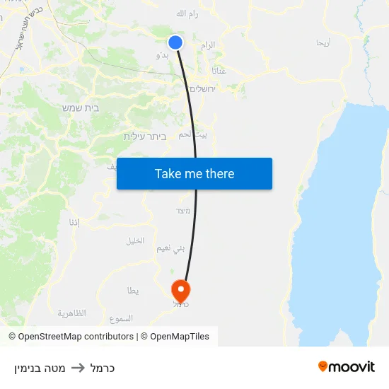 מטה בנימין to כרמל map