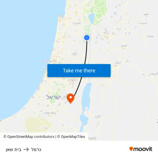 בית שאן to כרמל map