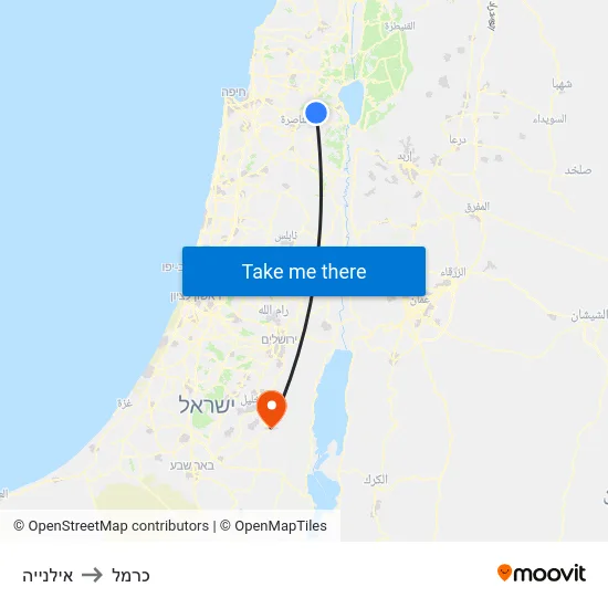 אילנייה to כרמל map