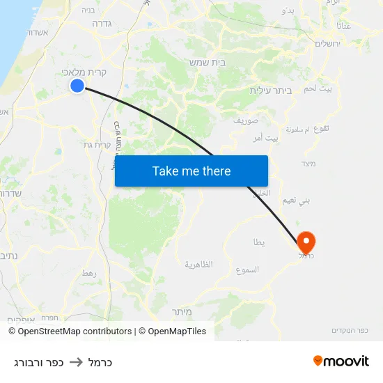 כפר ורבורג to כרמל map