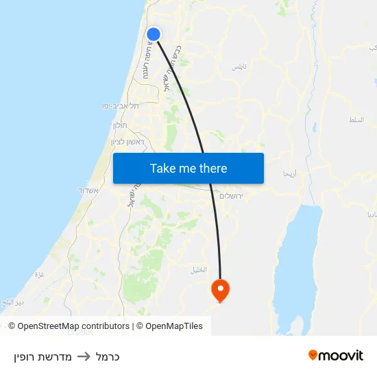 מדרשת רופין to כרמל map