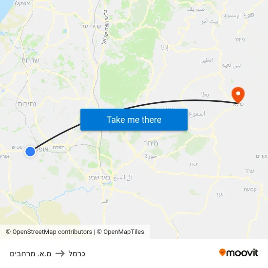 מ.א. מרחבים to כרמל map