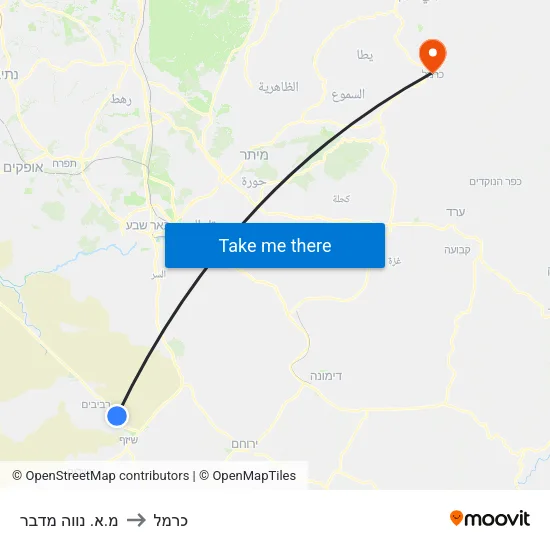 מ.א. נווה מדבר to כרמל map