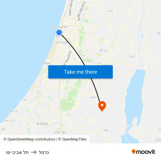 תל אביב-יפו to כרמל map