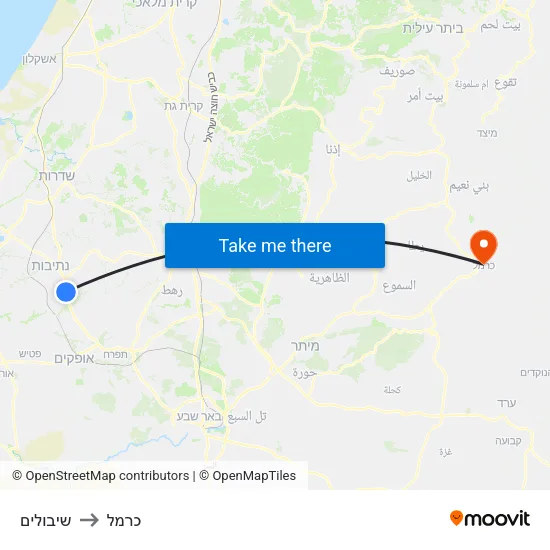שיבולים to כרמל map